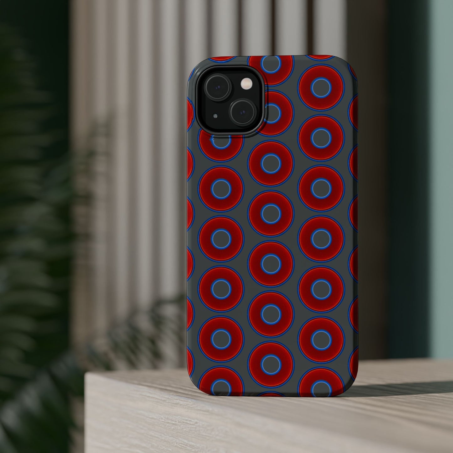 Magnetic Tough Donut Case - red vivid donut print w/dark gray background