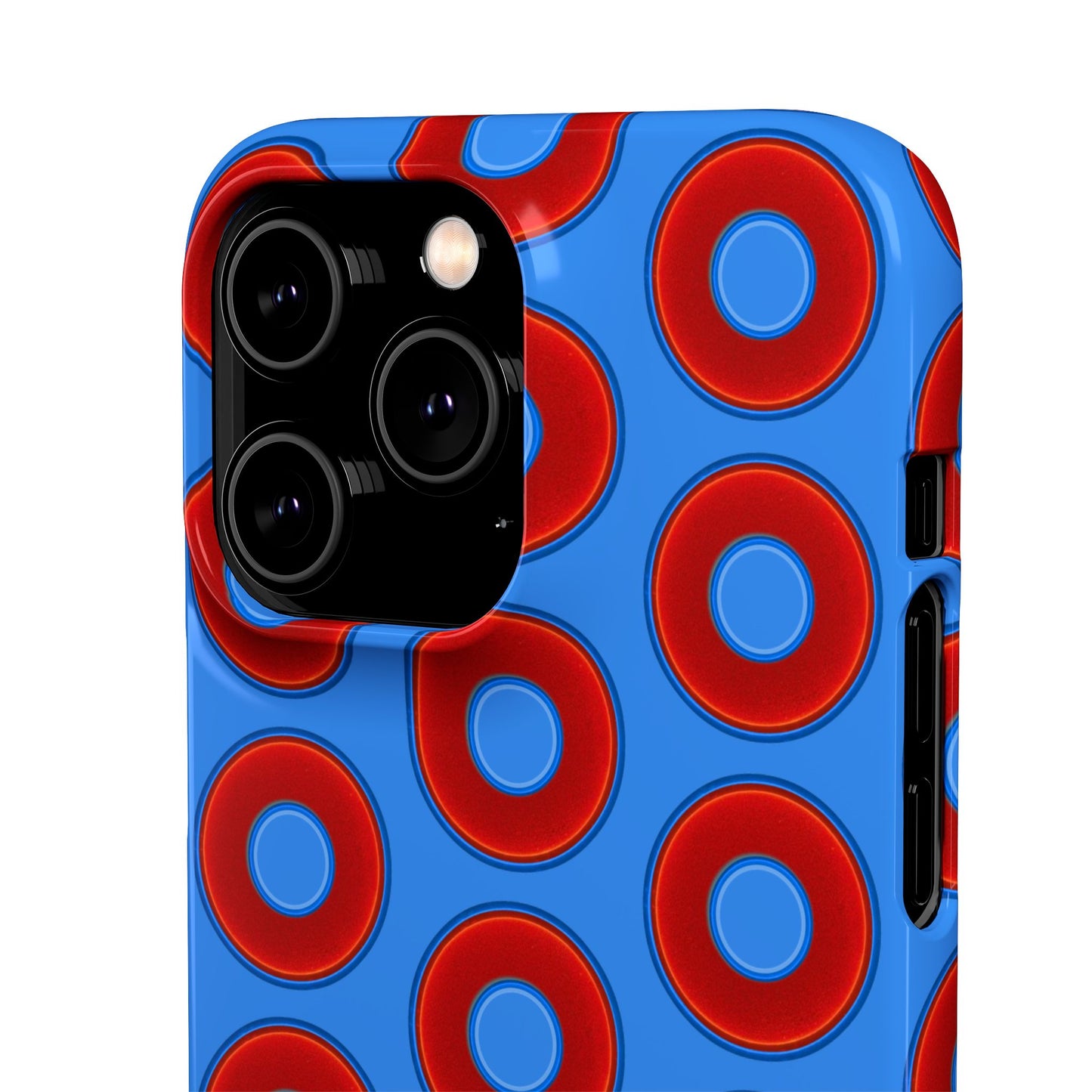 Lumpy Donut Snap Case - red vivid donut print w/light royal blue background
