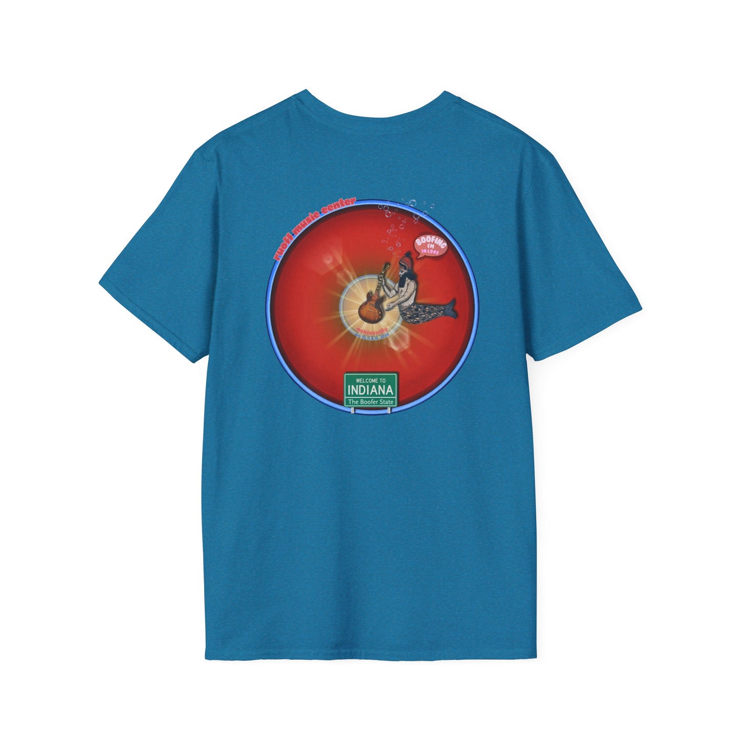 Classic Donut Tee - Unisex Soft-Style - "Indiana is for Boofers" - vivid red/blue plumpy donut - variant 1 - w/toppings