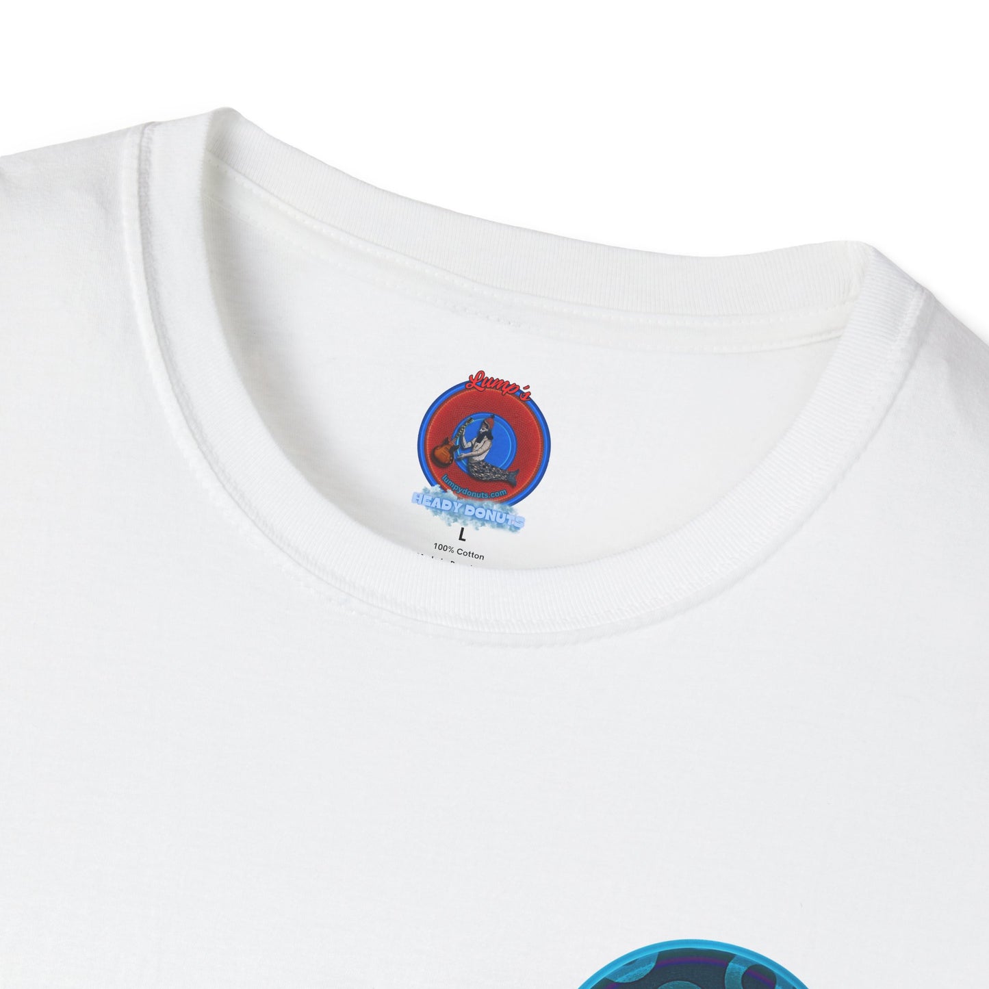 Classic Donut Tee - Unisex Soft-Style - "Wooked Cream - YEMSG Donut " - blue/teal rustic paradox donut - variant 7