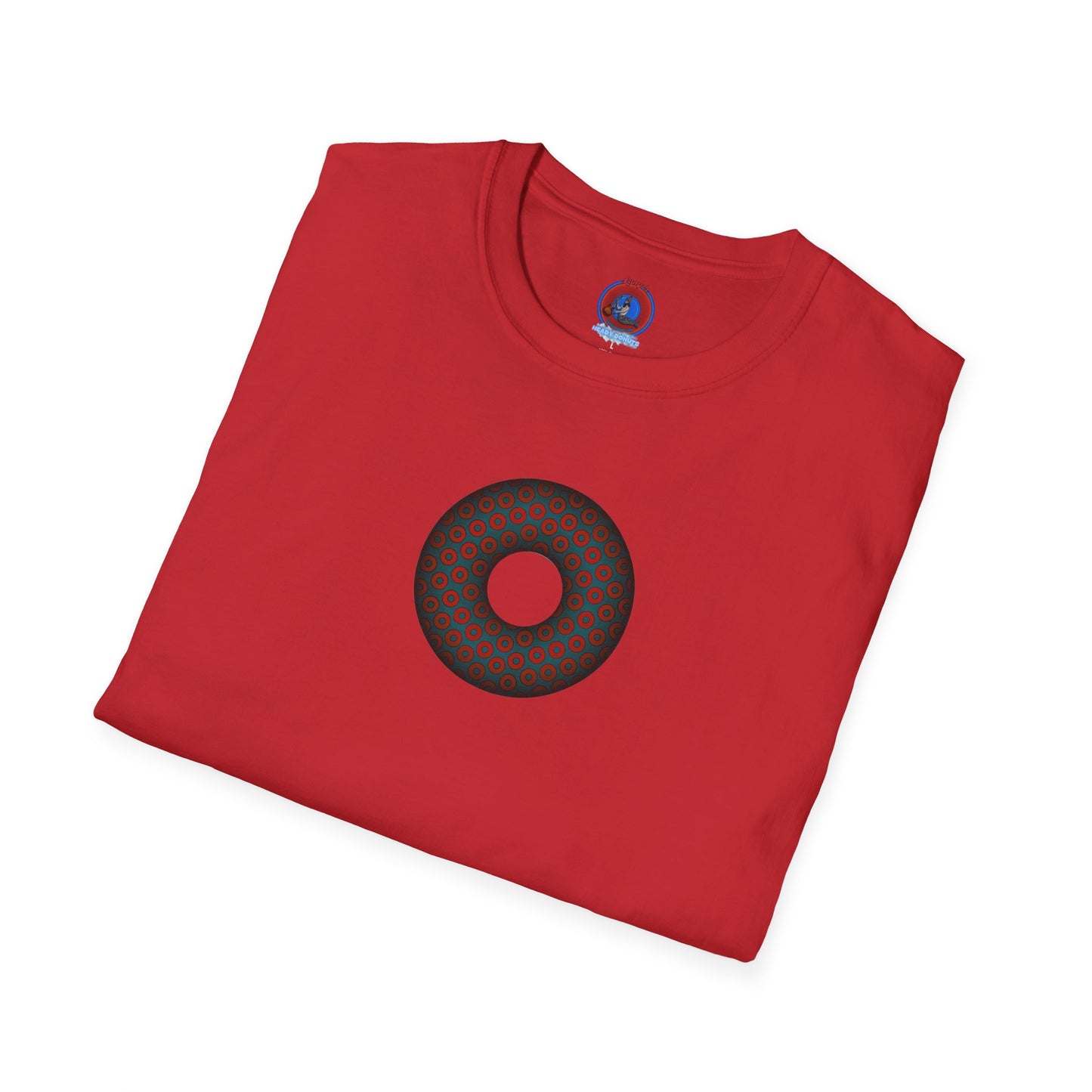 Plain Donuts/Unisex Soft-Style - "Plain Paradoxical Grided Donuts" - red/faded navy donuts