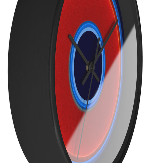 Lumpy Wall Clock - red vivid donut - variant 3 w/midnight blue background