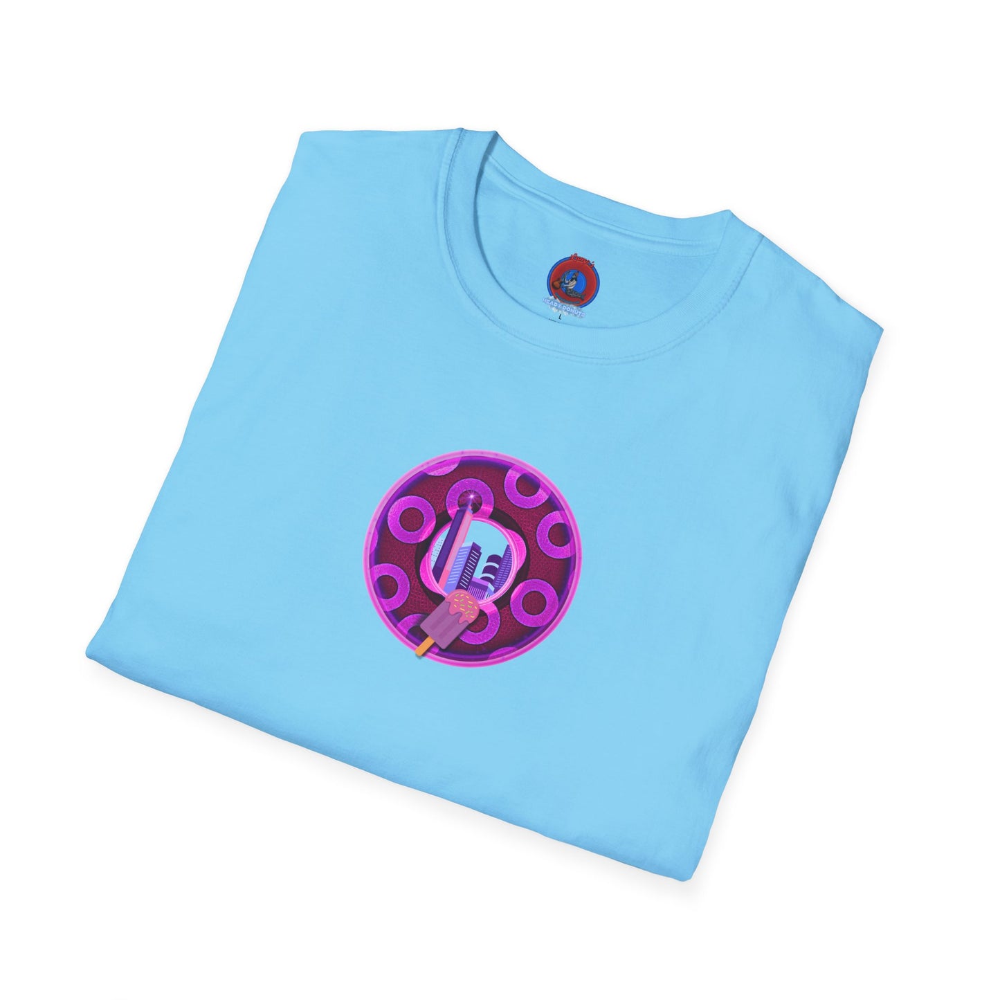 Classic Donut Tee - Unisex Soft-Style - "It's Ice Cream Popsicles - YEMSG Donut" - purple/magenta paradox donut - variant 2