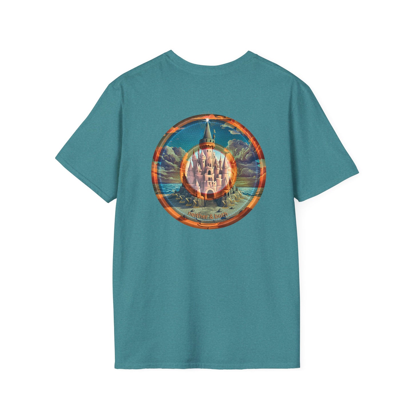 Classic Donut Tee - Unisex Soft-Style - "The Donut that Tides Never Reached" - series 1.0  - variant 2 - neither/both - blue/orange donut