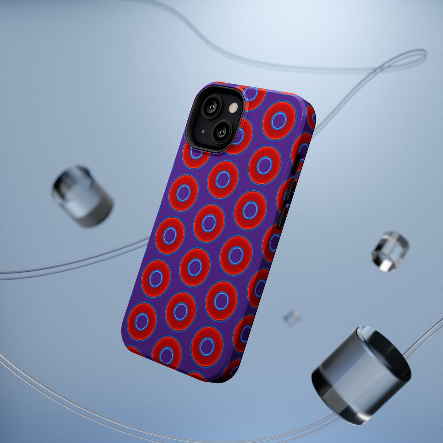 Impact-Resistant Lumpy Donut Case - red vivid donut print w/dark purple background