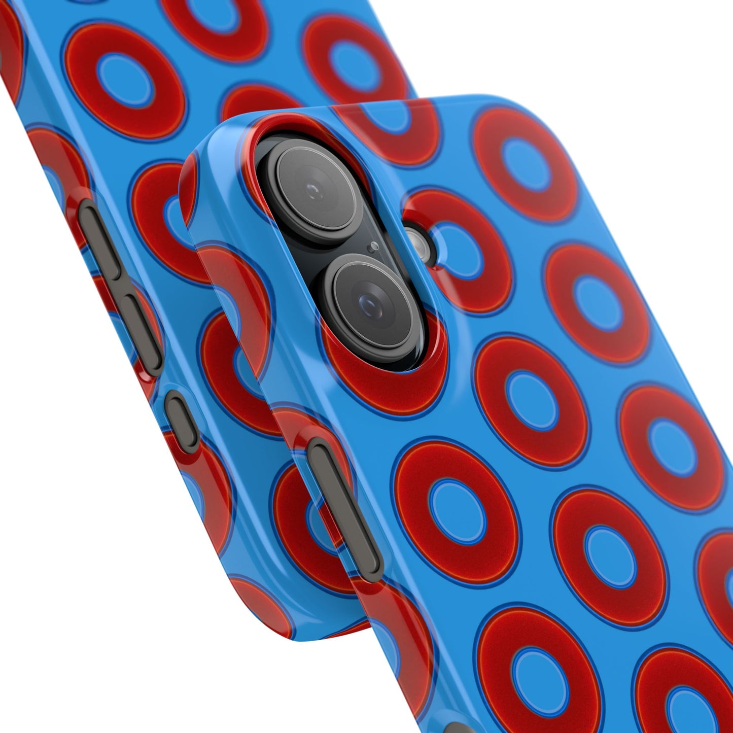 Lumpy Donut Snap Case - red vivid donut print w/sky royal blue background