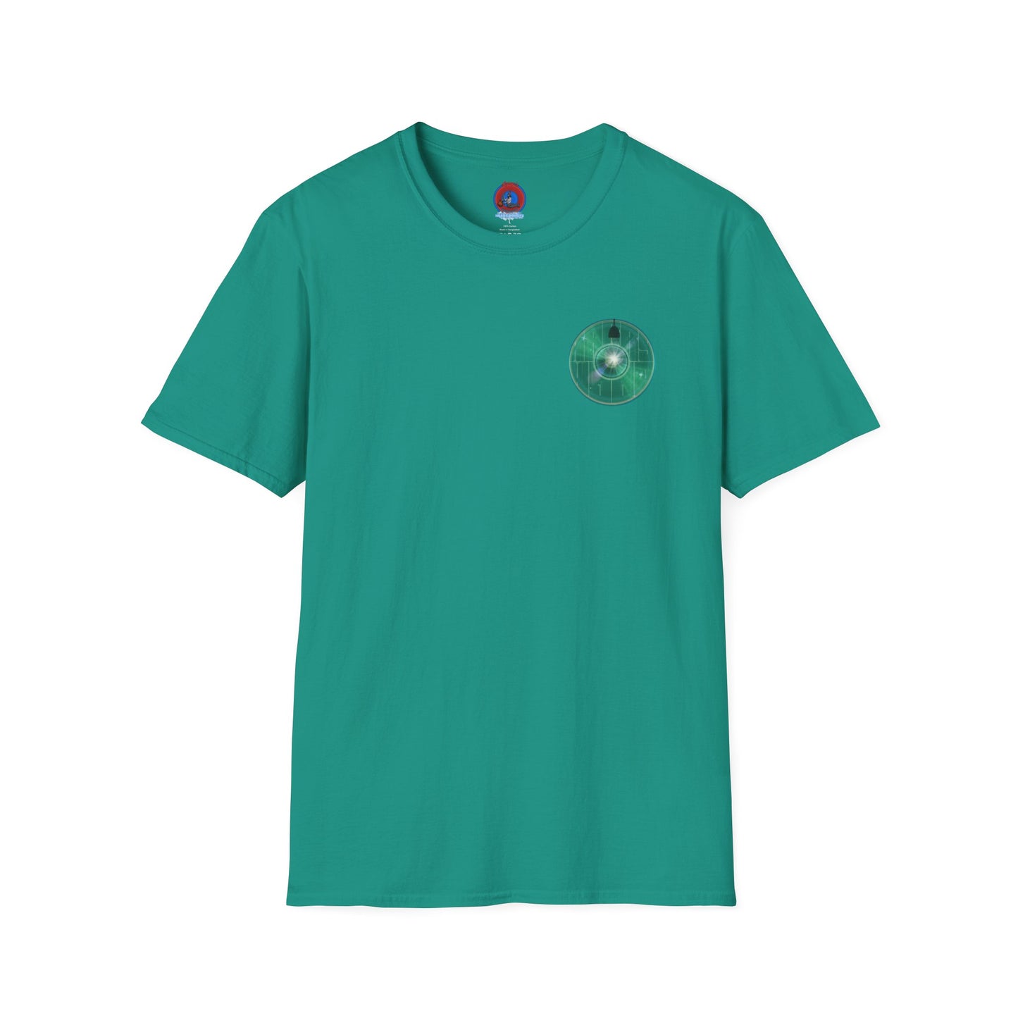 Classic Donut Tee - Unisex Soft-Style - "Harry's Hoodlum Donut" - series 1.0  - variant 4 - lights on/green donut(s)
