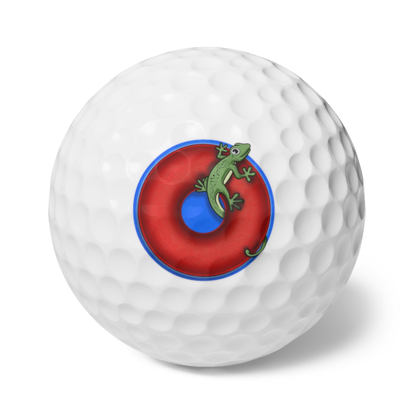 Lumpy Donut Golf Balls - 6-pack - "My Golf Game is Practically Extinct" - red/blue blimpy donut - variant 2