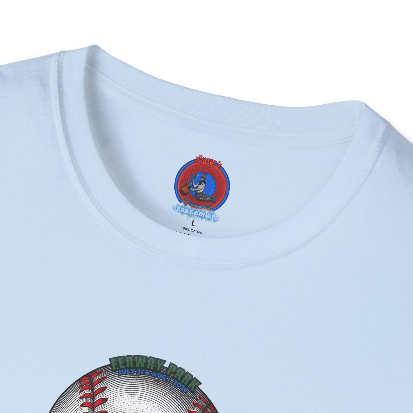 Classic Donut Tee - Unisex Soft-Style - "Phenway Ballpark Donuts" - white/red major league donut - variant 6