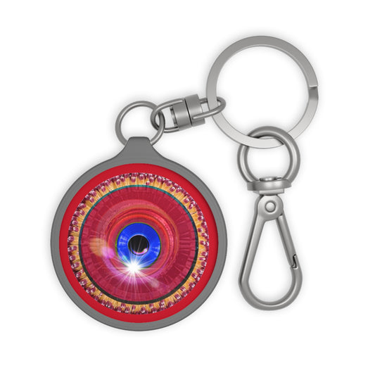 Lumpy Donut Keychain - "Smell the Donuts Outside on my Lawn" - series 1.0 - variant 4 - red donut