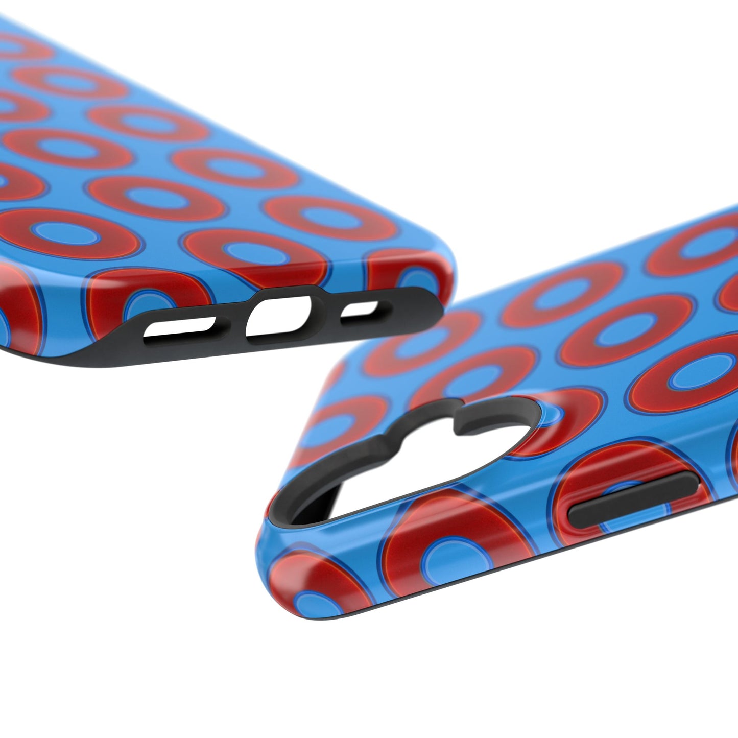 Impact-Resistant Lumpy Donut Case - red vivid donut print w/sky royal blue background