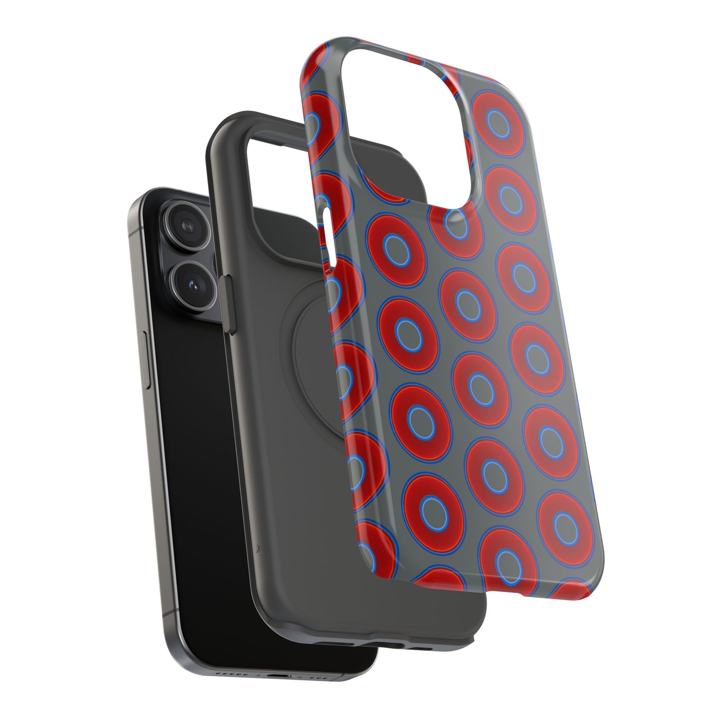 Impact-Resistant Lumpy Donut Case - red vivid donut print w/dark gray background