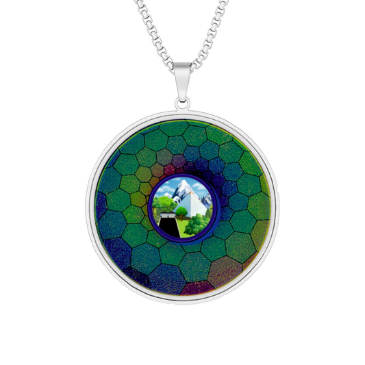 Lump's Heady Donut Necklace - 1" x 1" Stainless Steel Pendant - "Mansions of South Park" - green hexadonut donut - variant 1