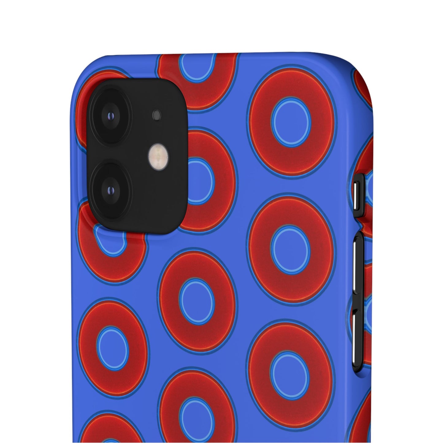 Lumpy Donut Snap Case - red vivid donut print w/royal blue background