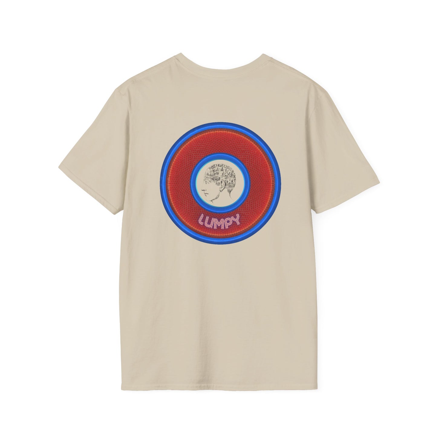Classic Donut Tee - Unisex Soft-Style - "The Lumpy Donut" - variant 1 - red/blue donut