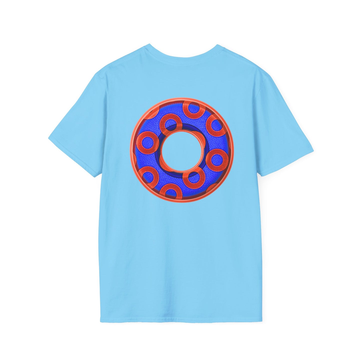 Plain Donuts/Unisex Soft-Style - "Plain Rustic Paradoxical Donuts" - electric blue/red donuts