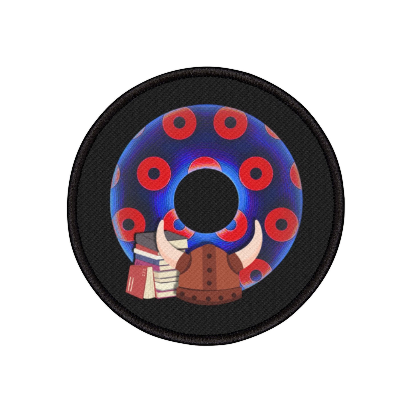 Iron-On Donut Patch - "El Fuego Donut Patch" - paradoxical blue/red blimpy donut