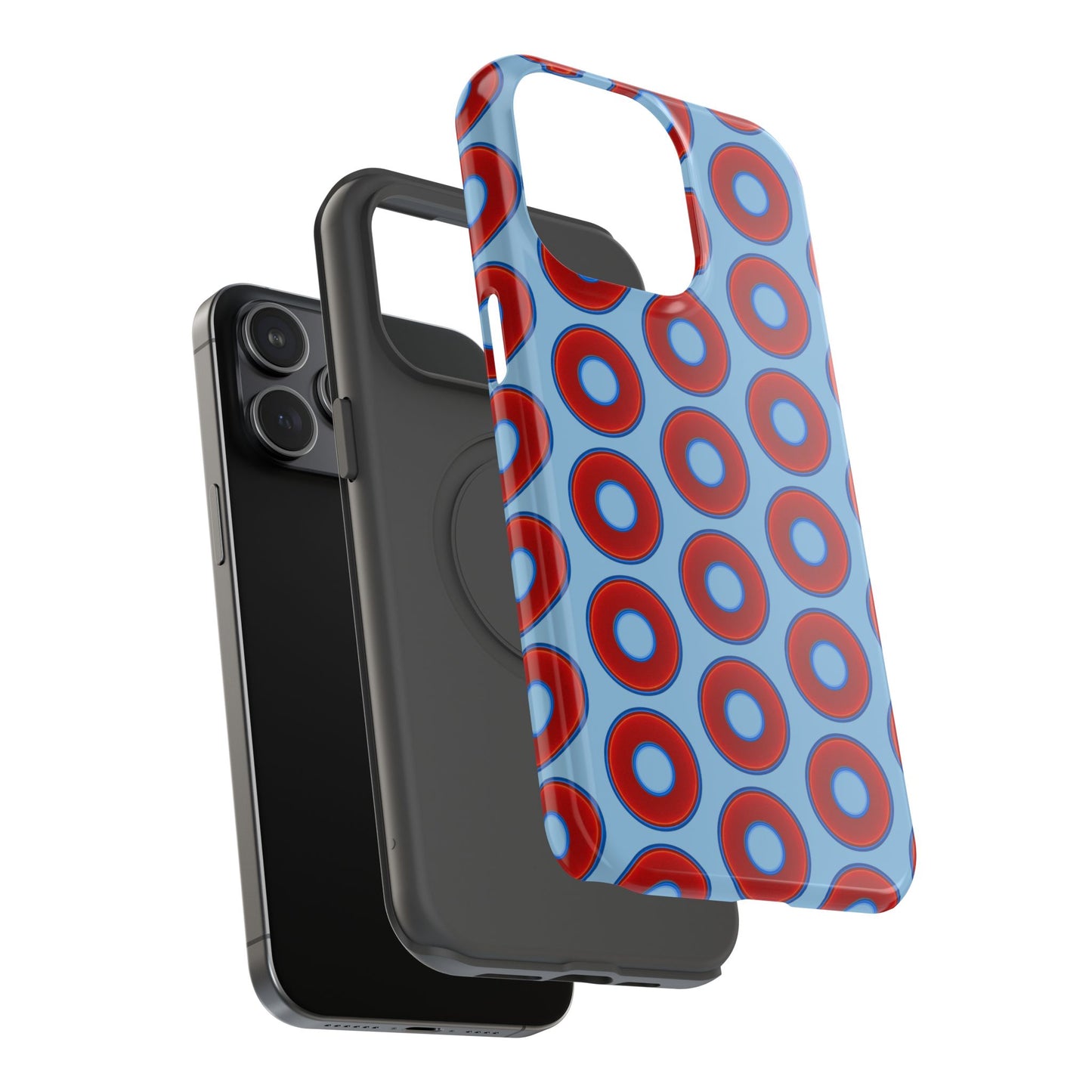 Impact-Resistant Lumpy Donut Case - red vivid donut print w/sky blue background