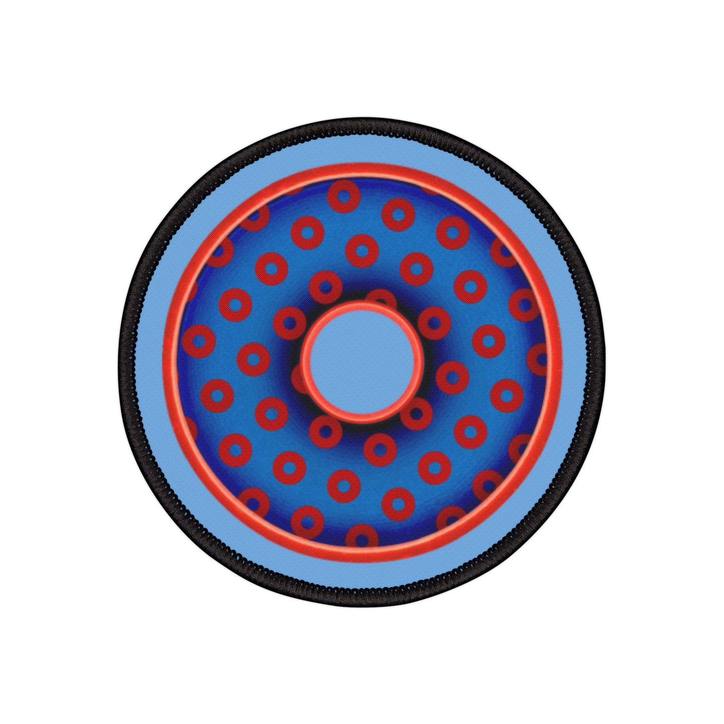 Iron-On Donut Patch - "Plain Traditional Paradoxical Donut Patch" - traditional paradoxical blue/red donut - variant 2