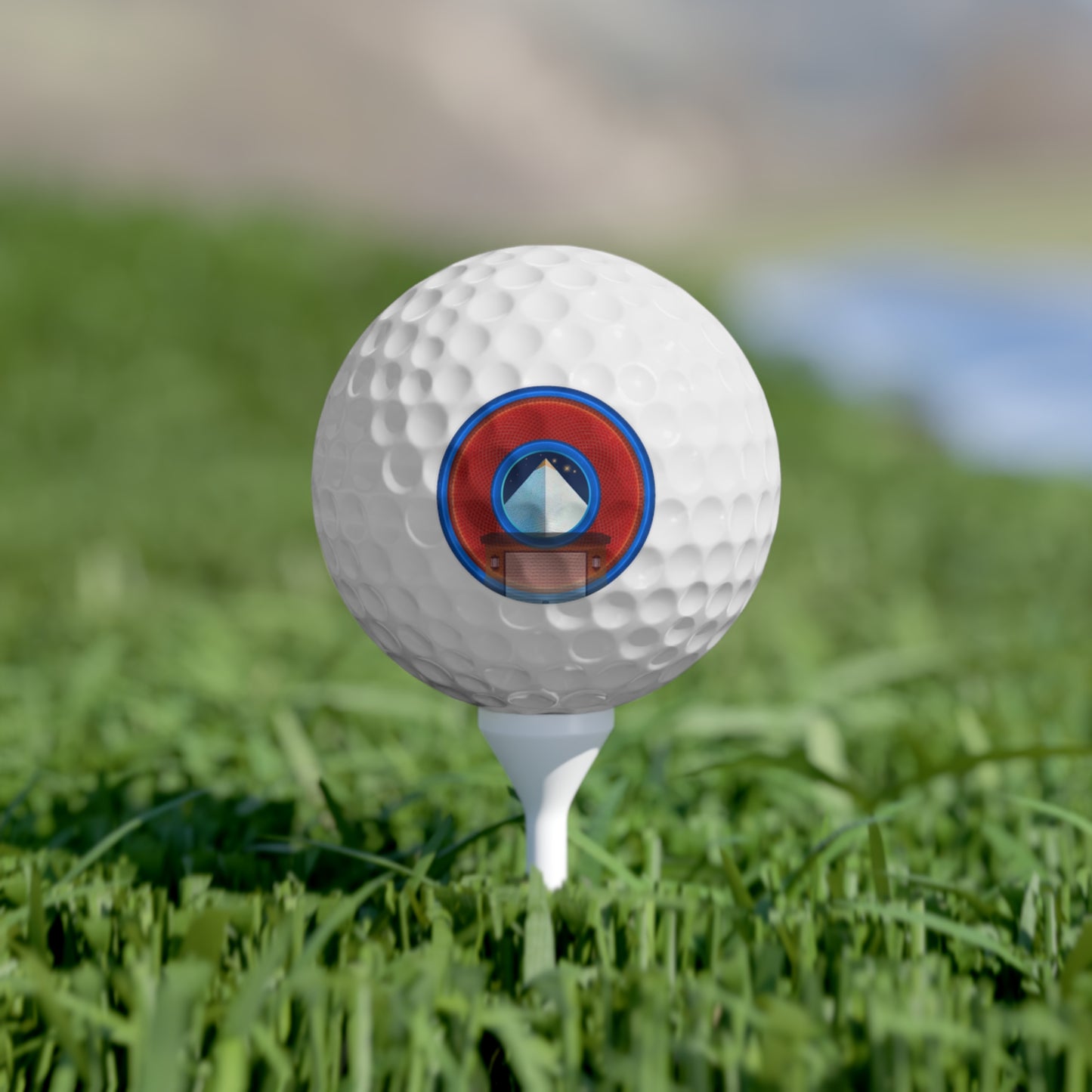 Lumpy Donut Golf Balls - 6-pack - "Limestone Golf Balls so Large" - red/blue rustic donut - variant 2
