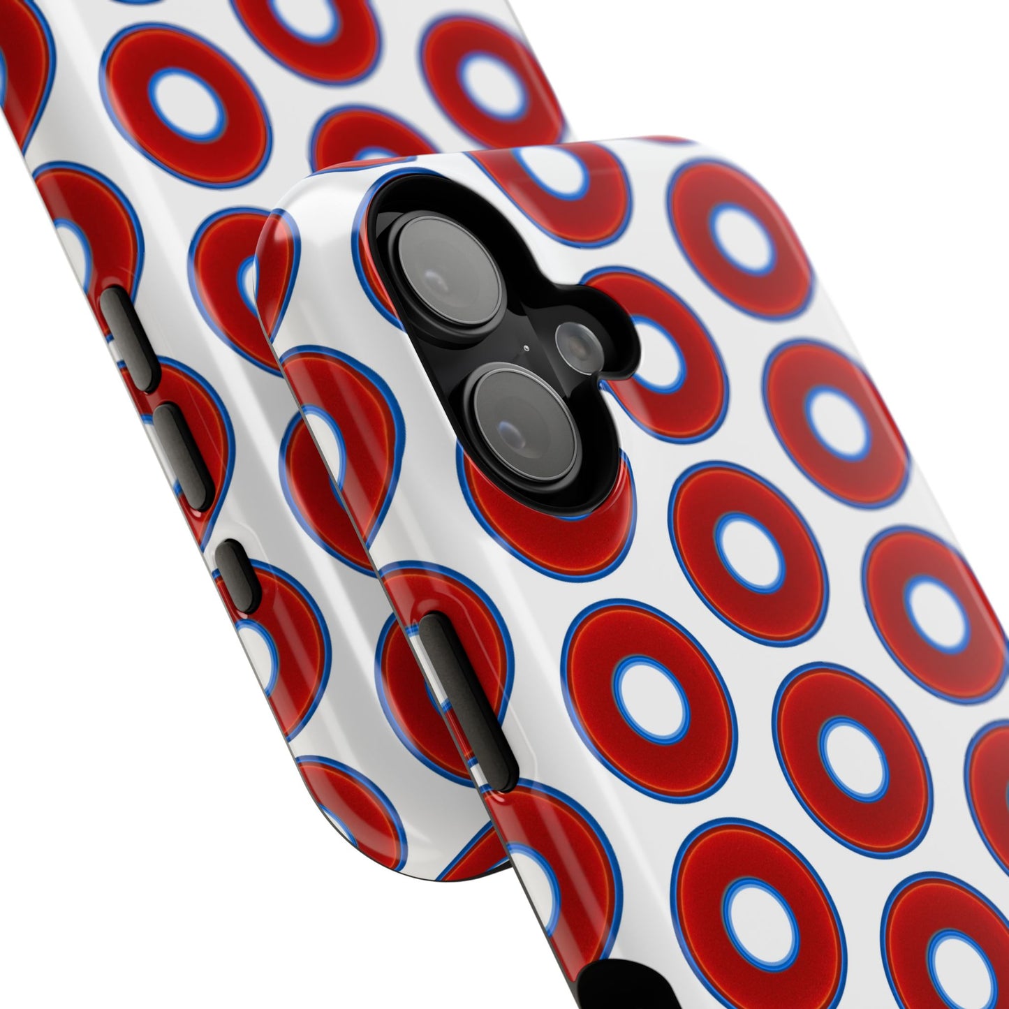 Impact-Resistant Lumpy Donut Case - red vivid donut print w/white background