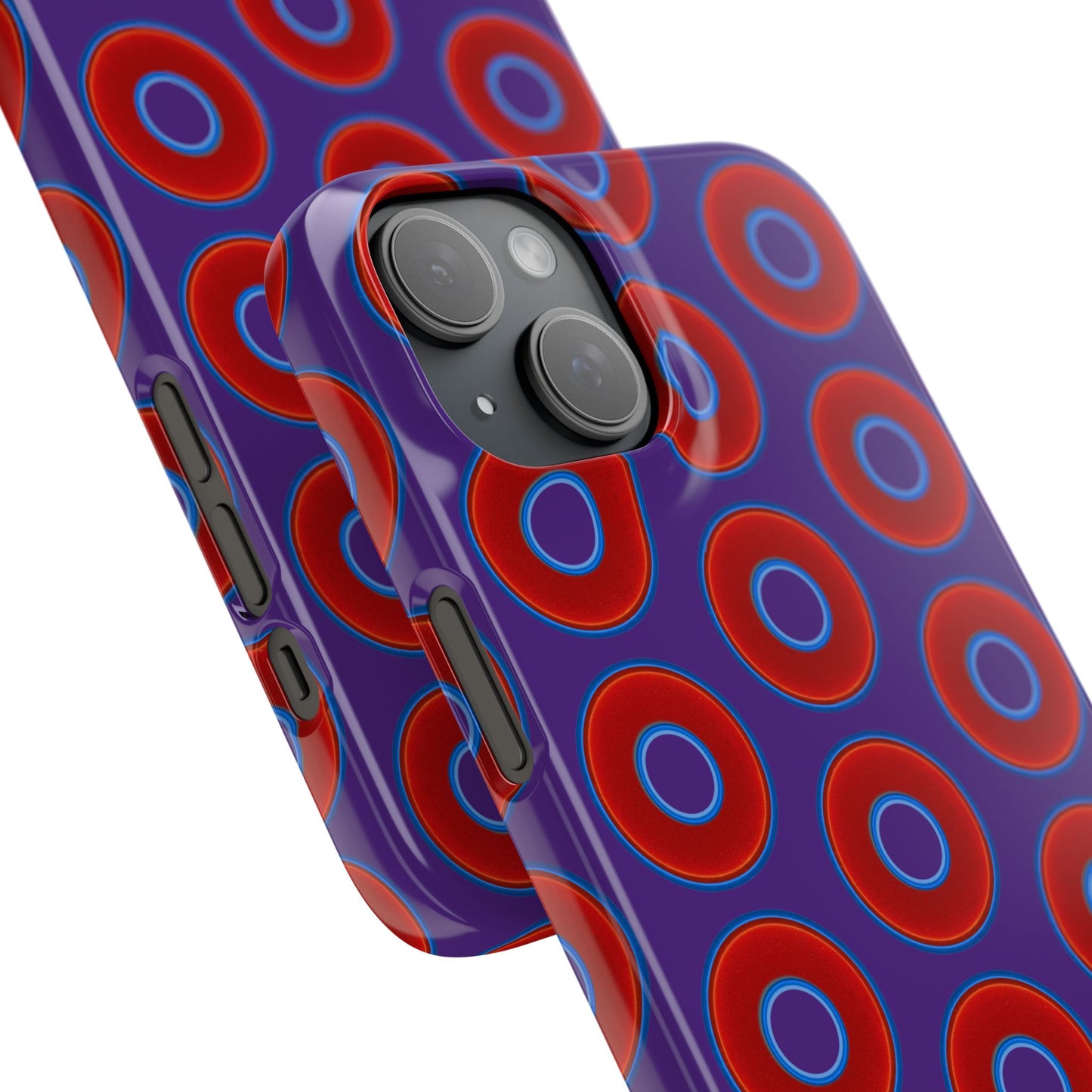 Lumpy Donut Snap Case - red vivid donut print w/dark purple background
