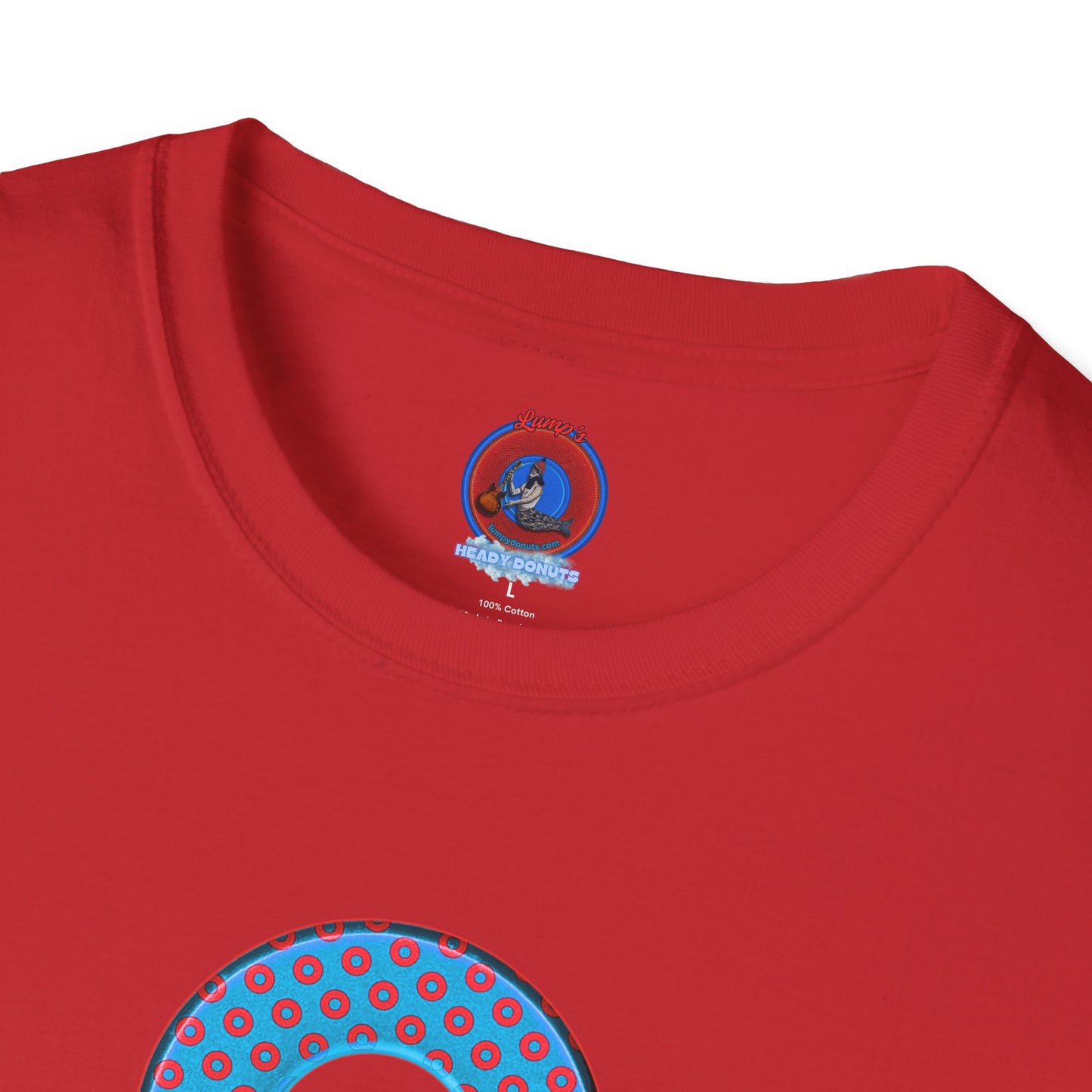 Plain Donuts/Unisex Soft-Style - "Plain Electric Paradoxical Donuts" - light blue/red donuts