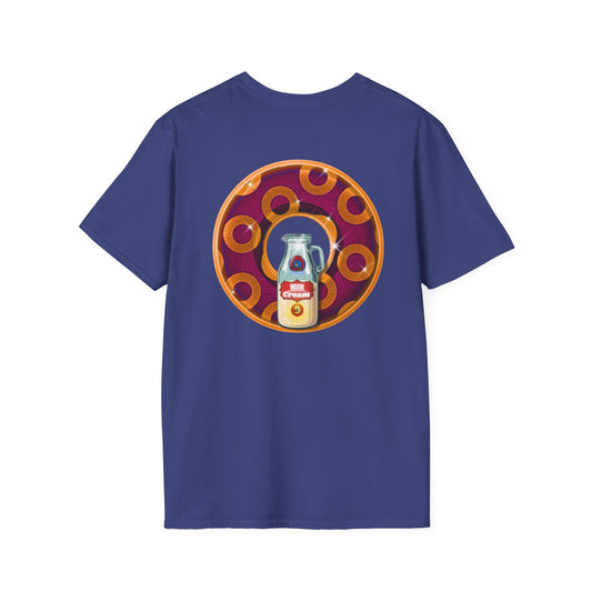 Classic Donut Tee - Unisex Soft-Style - "Princely Wooked Cream - YEMSG Donut " - burgundy/orange rustic paradox donut - variant 1
