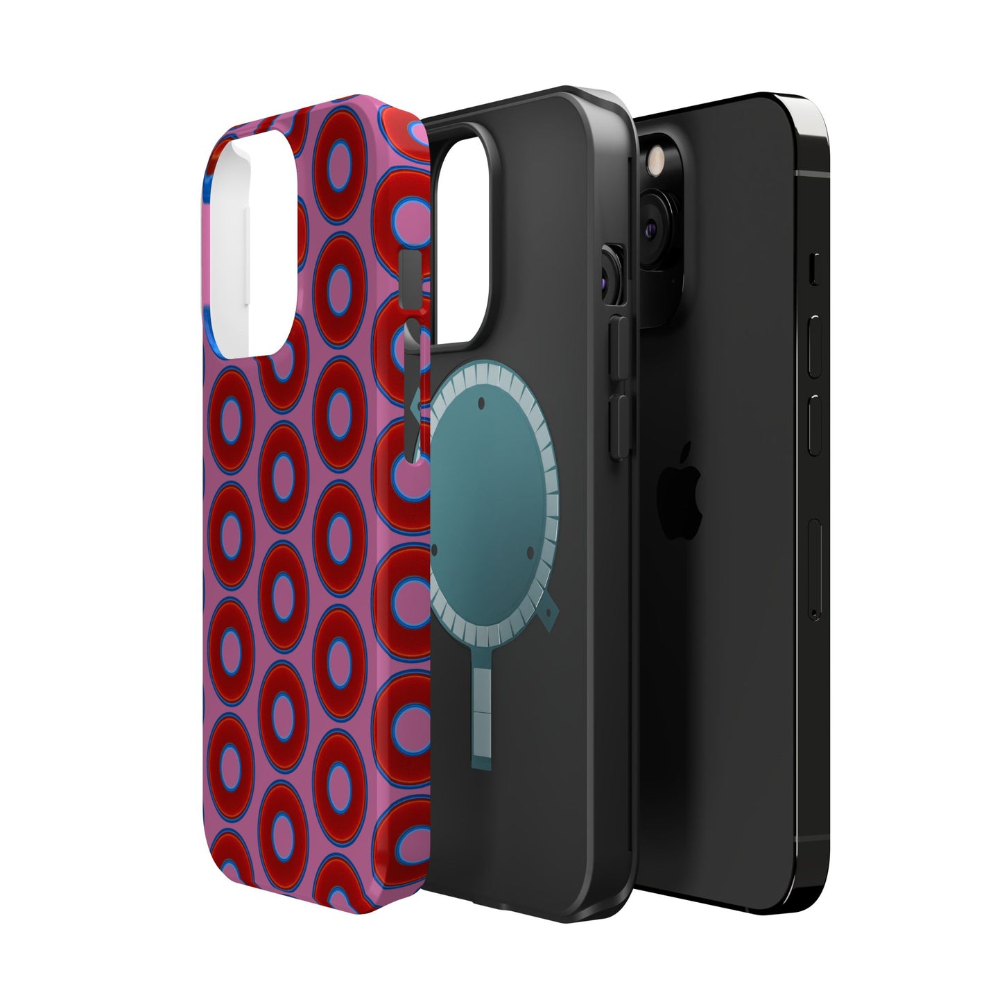 Magnetic Tough Donut Case - red vivid donut print w/pink background