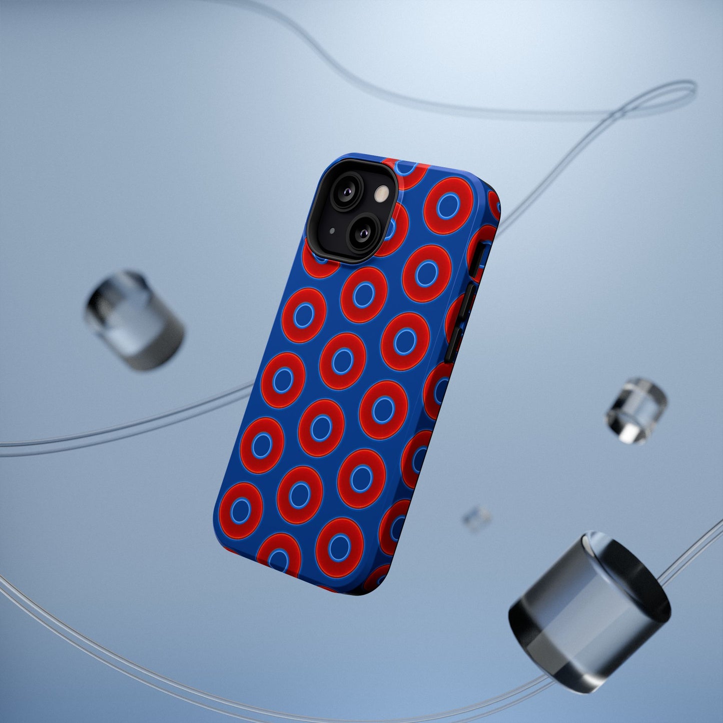 Impact-Resistant Lumpy Donut Case - red vivid donut print w/dark blue background
