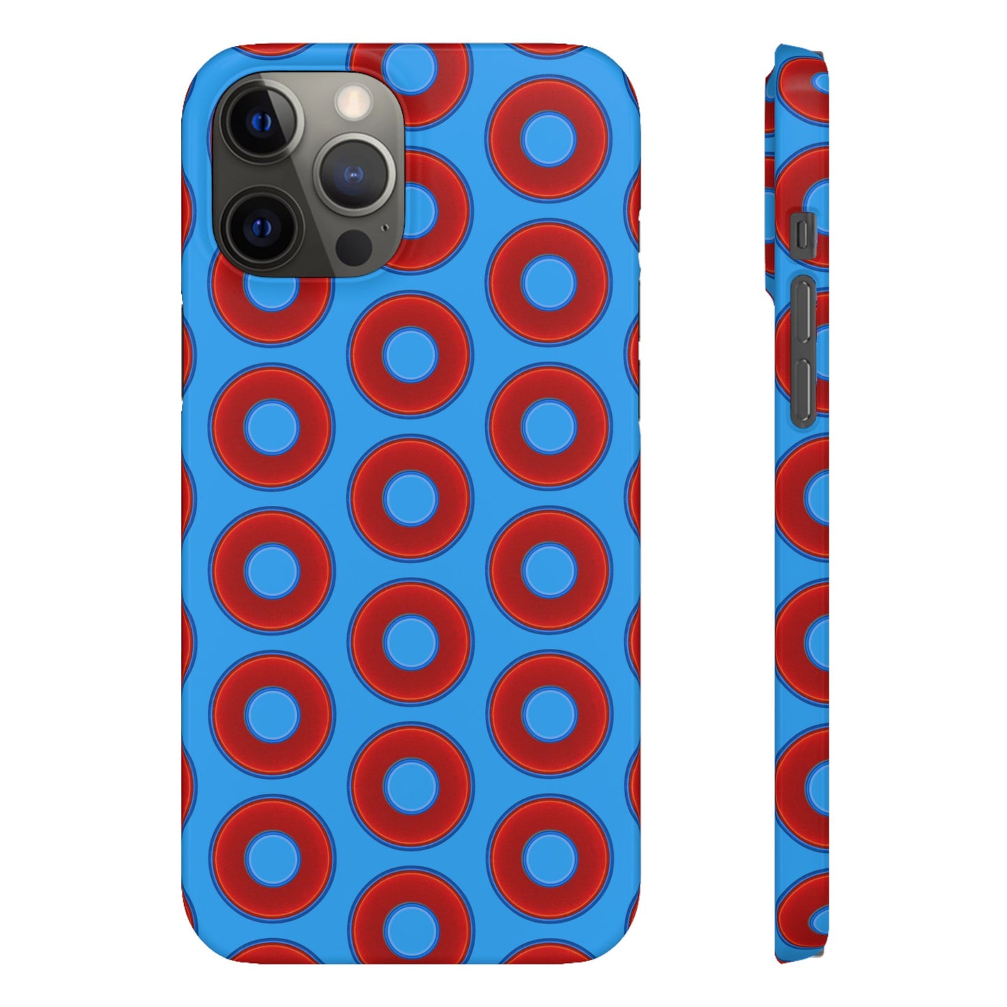 Lumpy Donut Snap Case - red vivid donut print w/sky royal blue background