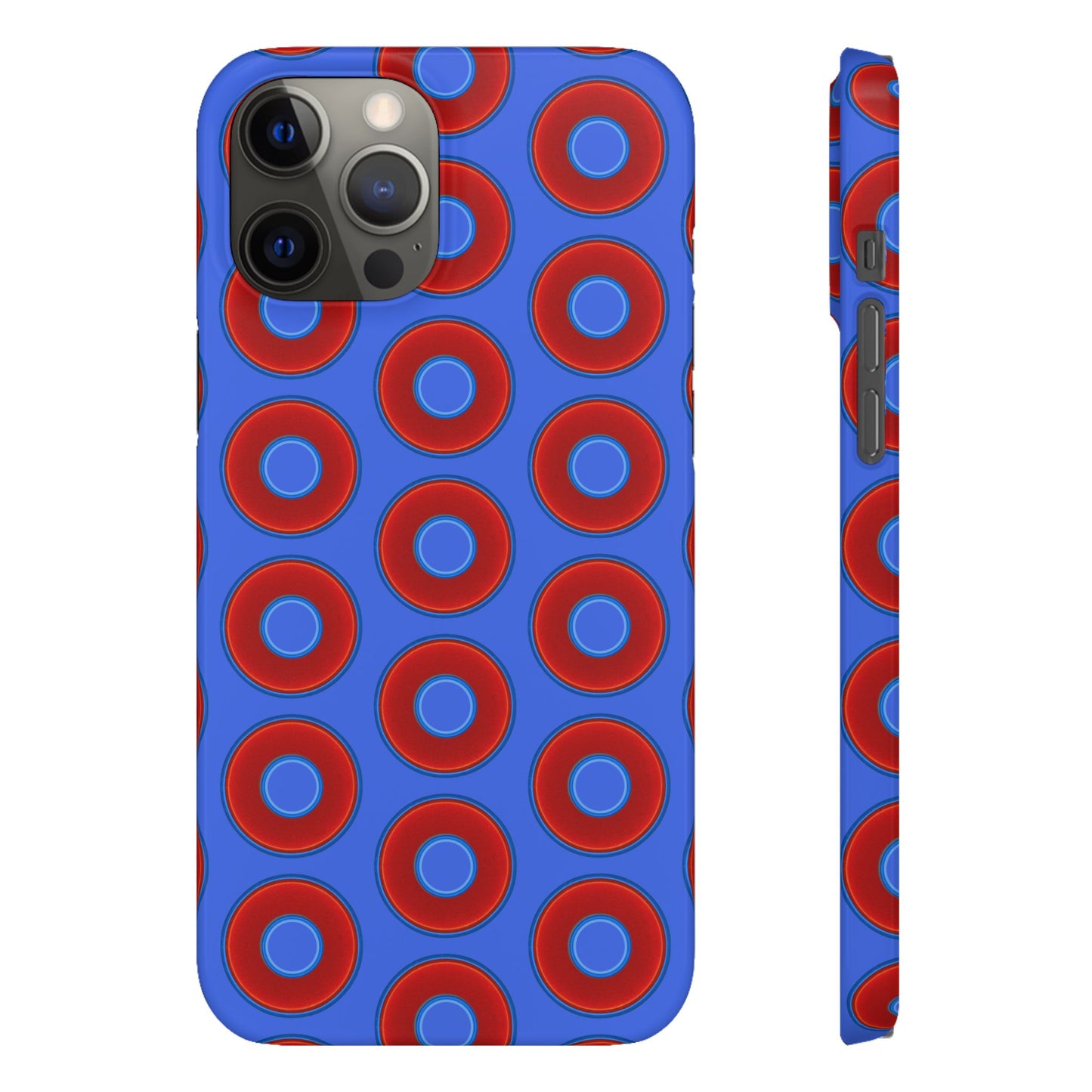 Lumpy Donut Snap Case - red vivid donut print w/royal blue background