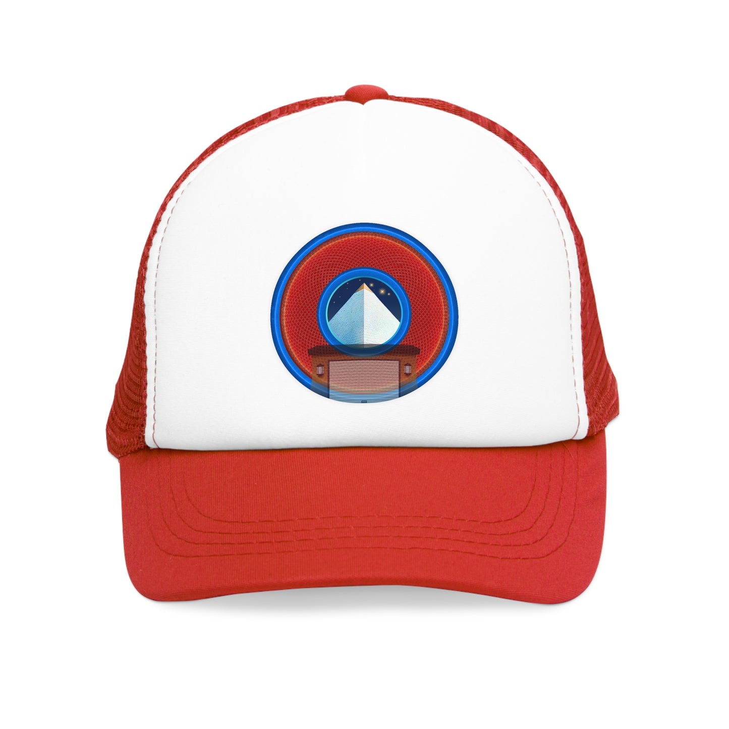 Lumpy Trucker Hat - "Limestone Blocks so Large" - variant 5 - red traditional donut