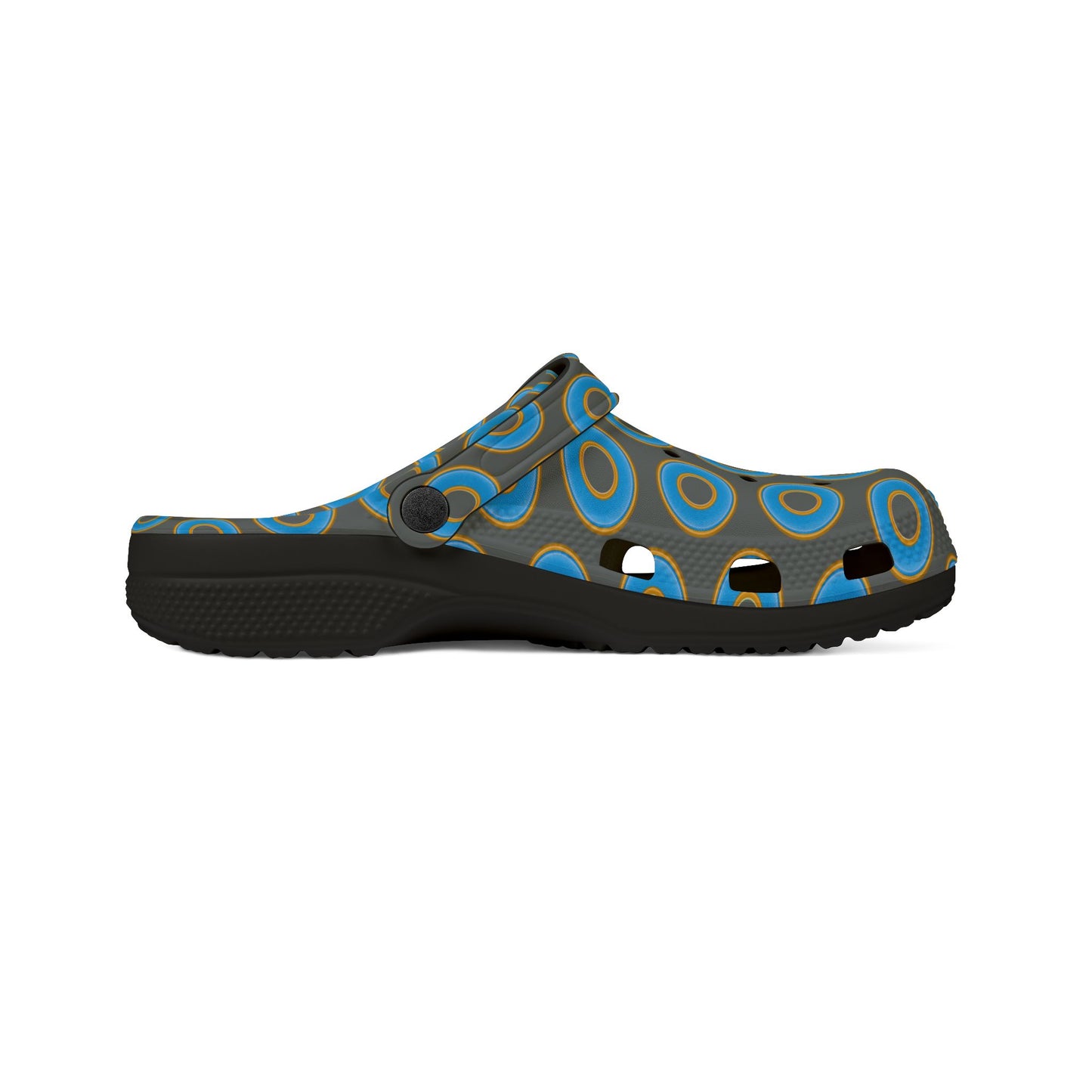 Spatchcocks - donut slip-on shoes - light blue rustic donuts w/dark gray background [unisex]