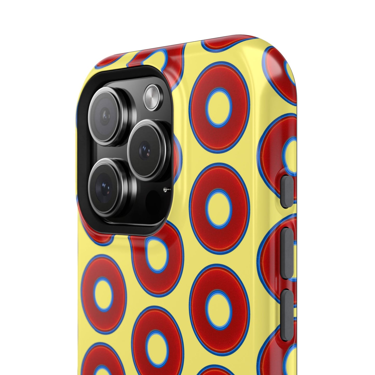 Impact-Resistant Lumpy Donut Case - red vivid donut print w/yellow background