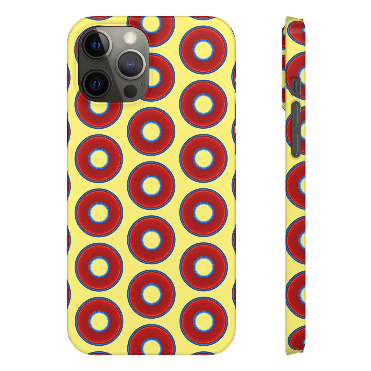 Lumpy Donut Snap Case - red vivid donut print w/yellow background