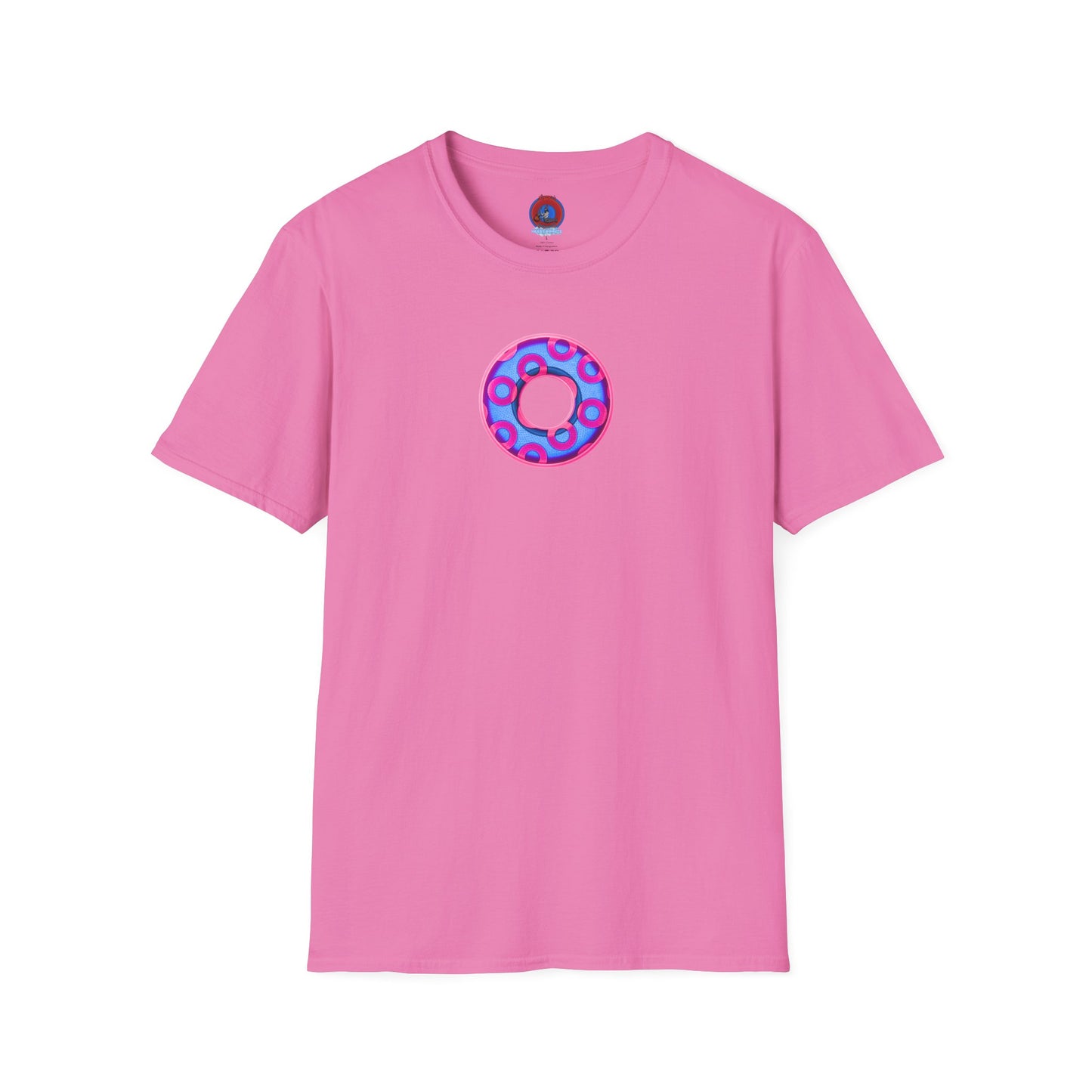 Plain Donuts/Unisex Soft-Style - "Plain Rustic Paradoxical Donuts" - light blue/magenta donuts