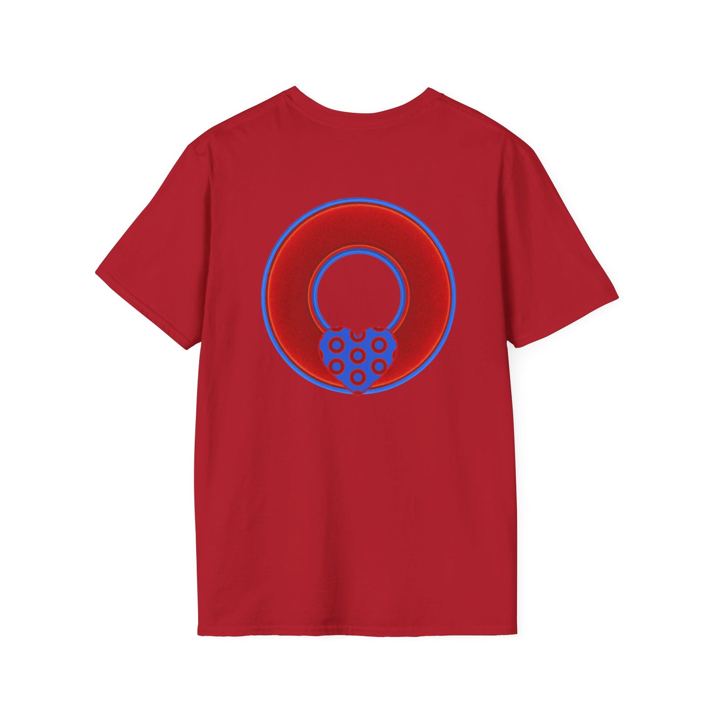 Classic Donut Tee - Unisex Soft-Style - "Ocean Donuts of Love" - vivid red donut - variant 1