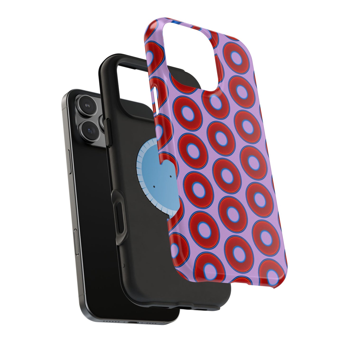 Magnetic Tough Donut Case - red vivid donut print w/wisteria purple background