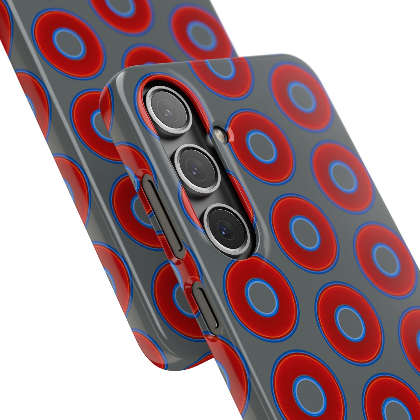 Lumpy Donut Snap Case - red vivid donut print w/dark gray background