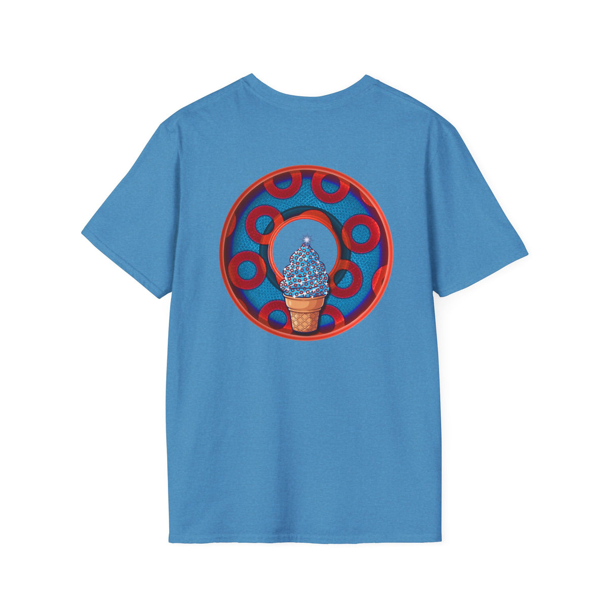 Classic Donut Tee - Unisex Soft-Style - "We All Scream It's ICE Cream" - blue/red rustic paradox donut