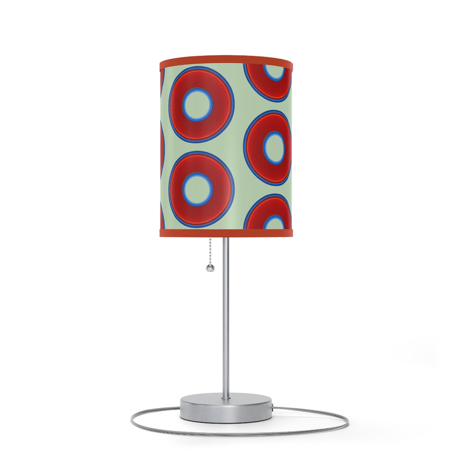 Lumpy Accent Lamps - red vivid donuts w/seafoam background