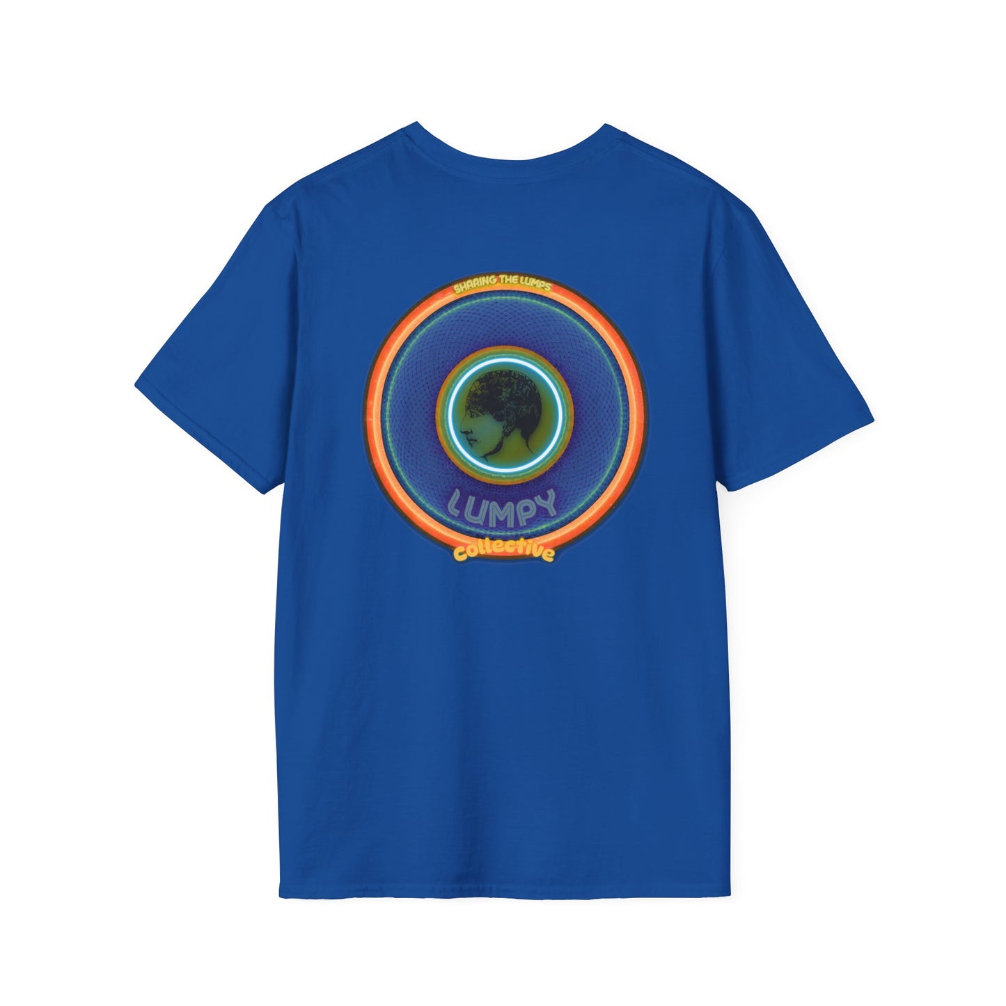 Classic Donut Tee - Unisex Soft-Style - "Lumpy Collective Donut" - blue/orange lumpy donut - variant 4