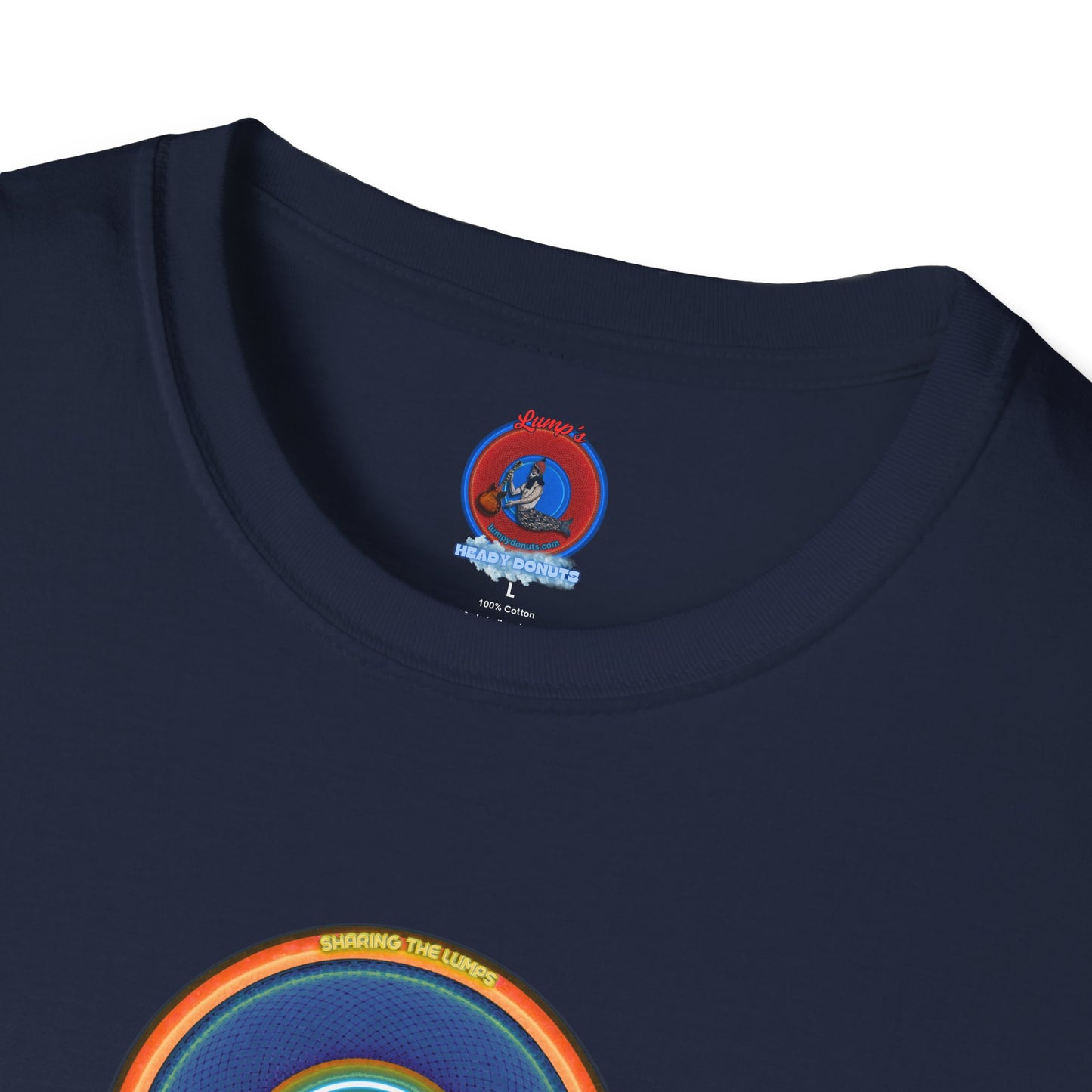 Classic Donut Tee - Unisex Soft-Style - "Lumpy Collective Donut" - blue/orange lumpy donut - variant 4