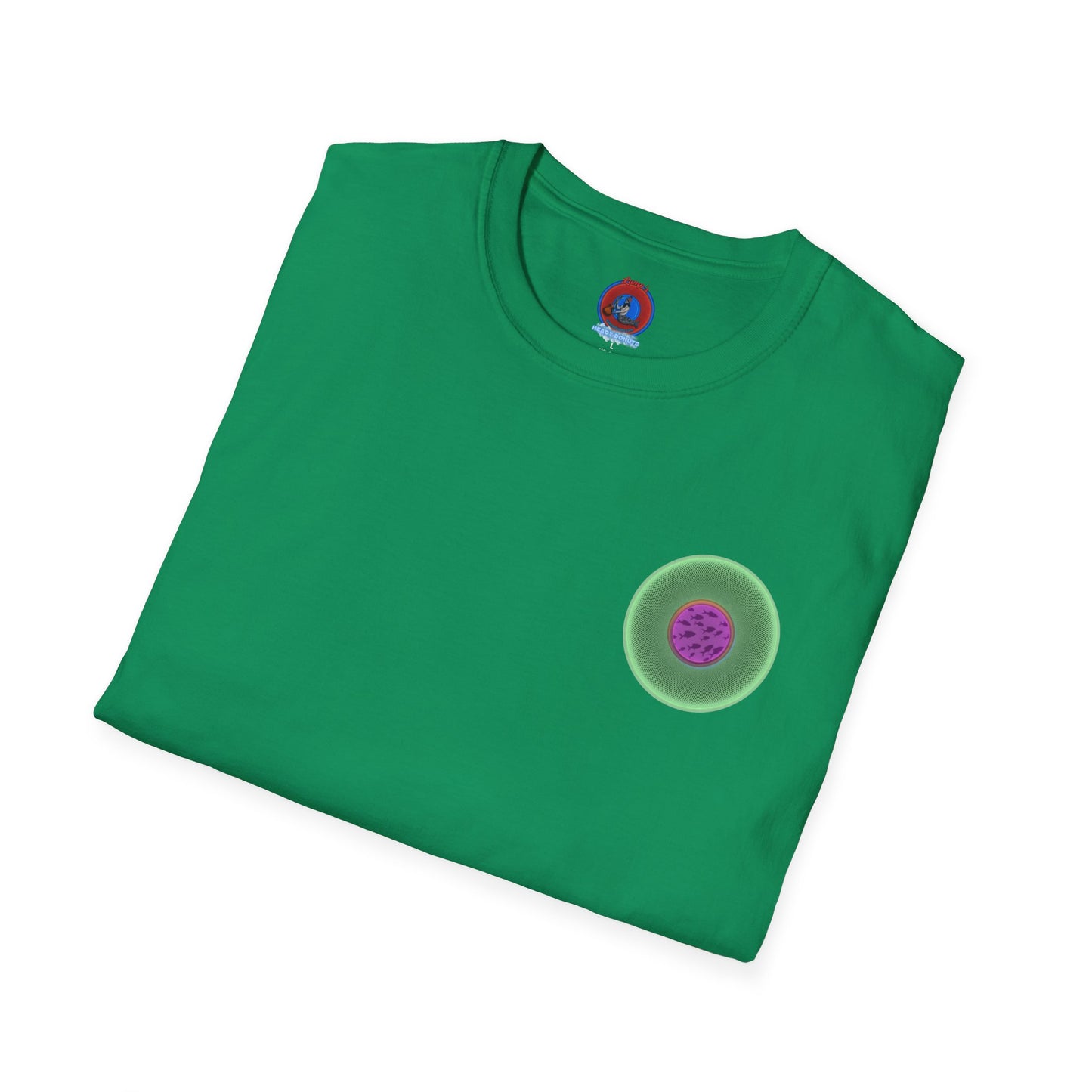 Classic Donut Tee - Unisex Soft-Style - "Swimming By" - variant 1 - series 1.0 - florescent green donut
