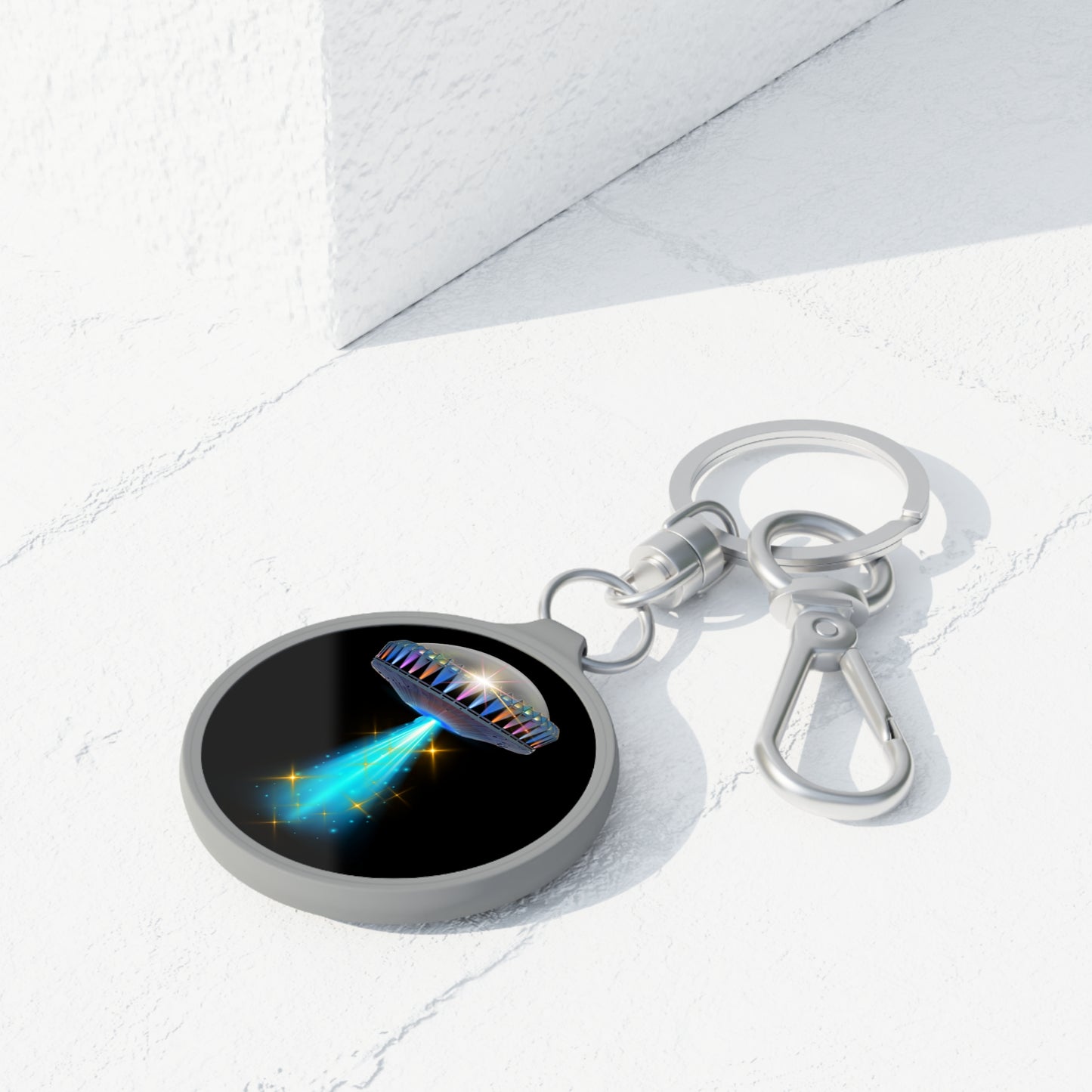 Lumpy Donut Keychain - "They Serve Donuts on the Mothership now" - series 1.0 - - variant 6 - mothership w/tactor beam & donut