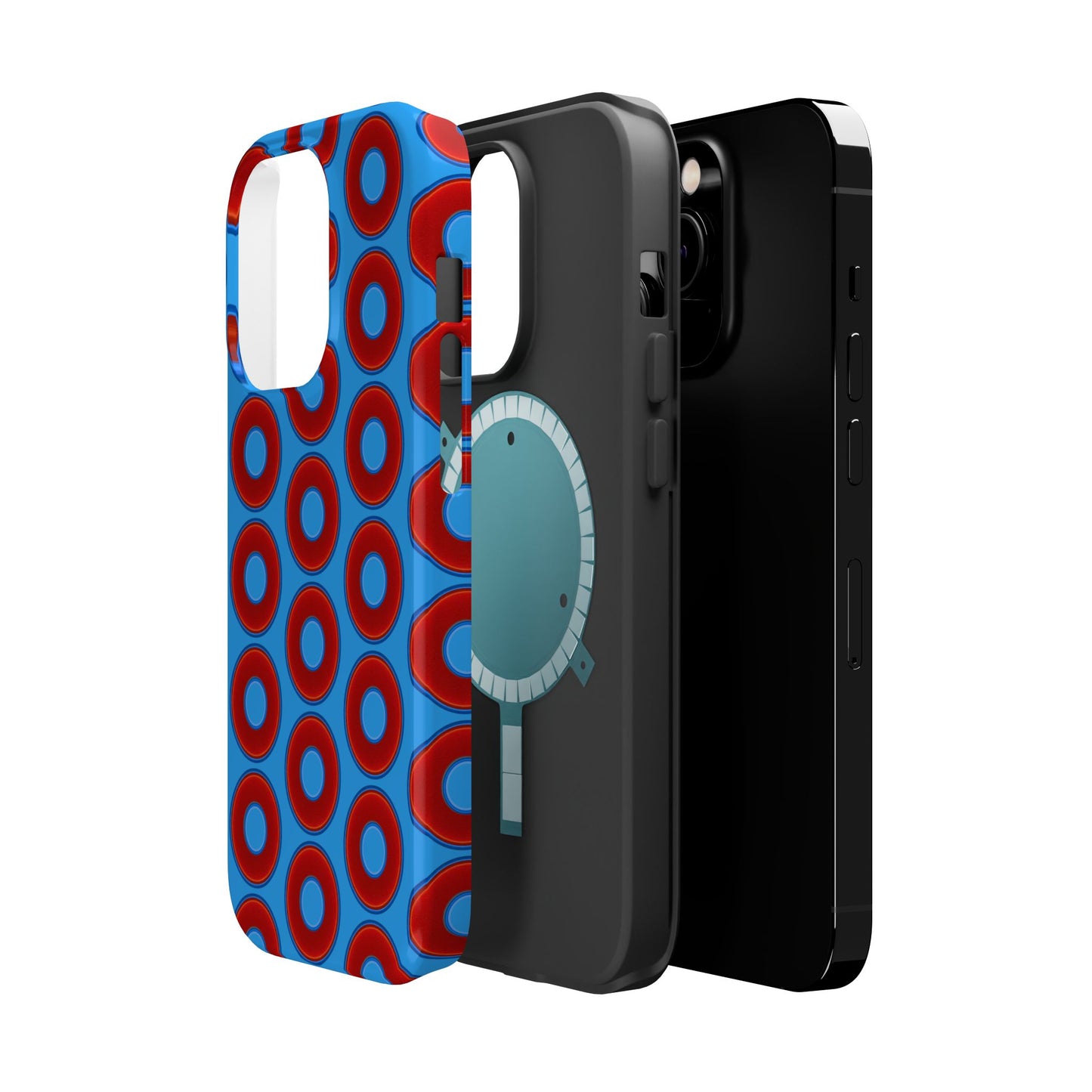 Magnetic Tough Donut Case - red vivid donut print w/sky royal blue background