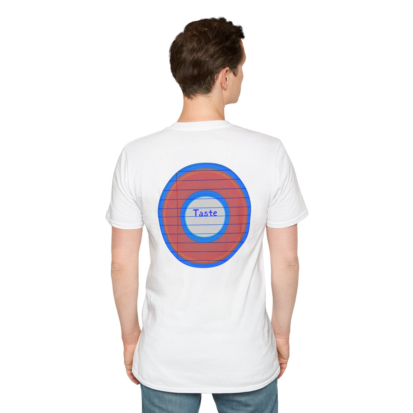 Classic Donut Tee - Unisex Soft-Style - "That's 1 Tasty Donut" - series 1.0  - variant 1 - red donut w/blue ink
