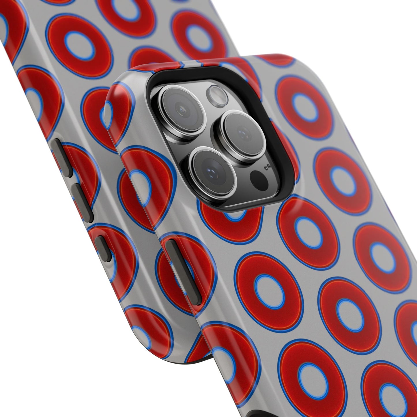 Impact-Resistant Lumpy Donut Case - red vivid donut print w/light gray background