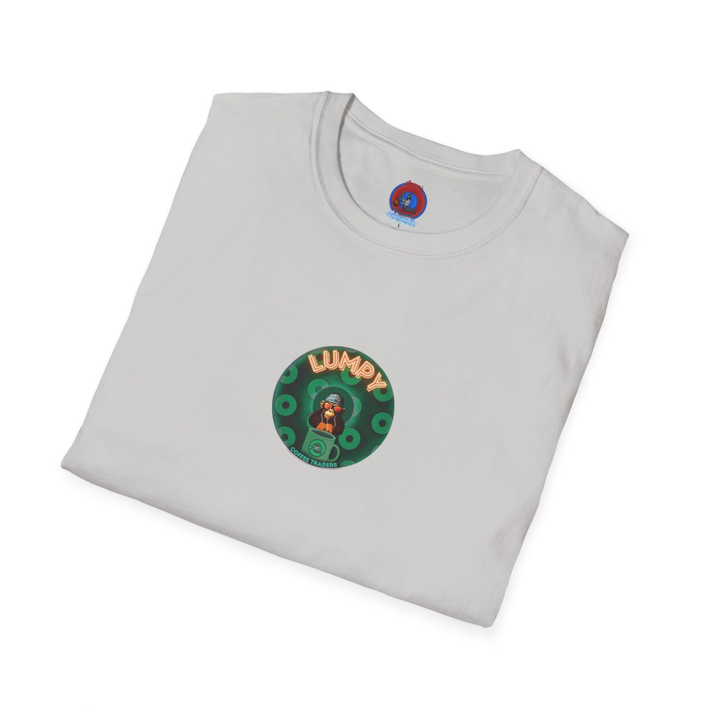 Lumpy Coffee Traders Tee - Unisex Soft-Style - "Taboo, taboot!" - paradoxical donut logo & Taboot print on back - variant 2 - logo front/taboo, taboot back